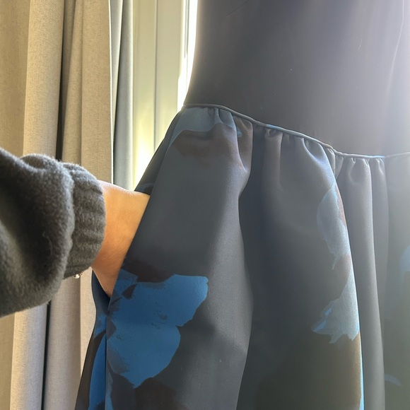 Aidan Mattox Black and Blue Floral Gown - Picture 7 of 13